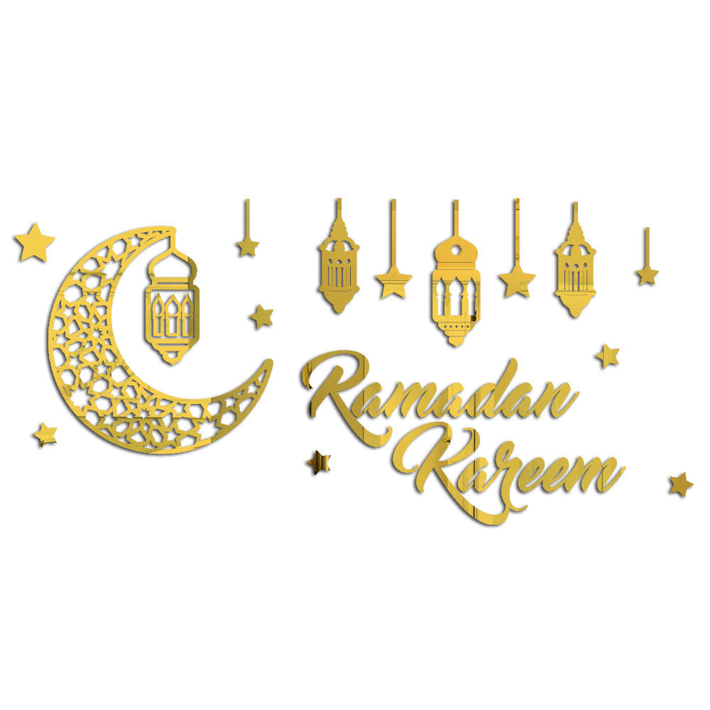 Muslim Islam Eid Mubarak Ramadan Crystal Mirror Wall Sticker Room Decorations