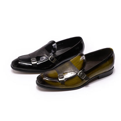 FELIX CHU Brand Patent Leather Mens Loafers Wedding Party Dress Shoes Black