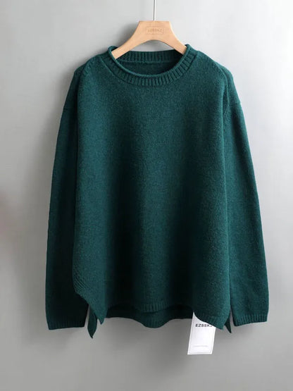 O-Neck Oversize Thick Sweater Pullovers Women Loose Cashmere Turtleneck Sweater