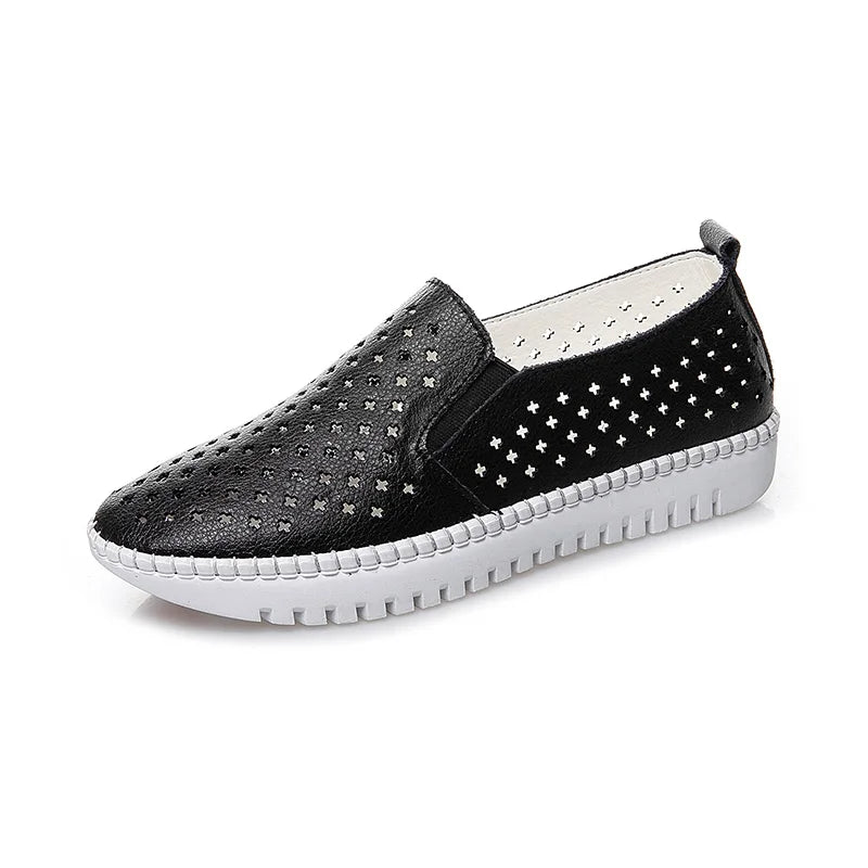 Genuine Leather Women Casual Sneakers Shoes Ladies Flats Canvas Shoe Female