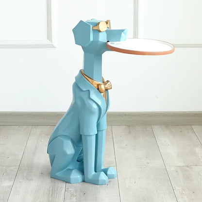 Cute Dog Sculpture  With Tray Holder Home Decor Sculpture Modern Art  Dog Statue