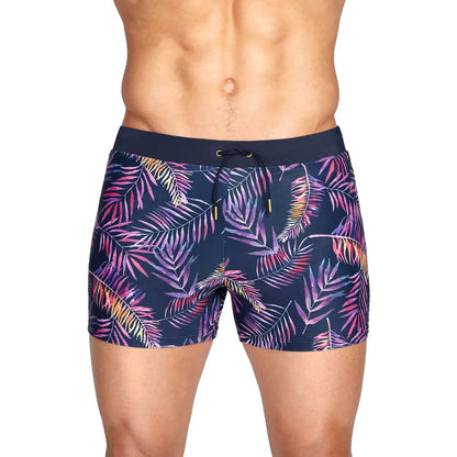 UXH Brand Men's Swimming Trunks Zipper Sexy High Quality Beach Short Swimwear