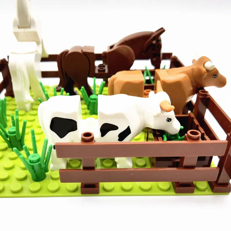 Farm Animals Trees Plants Building Blocks for Kids MOC Compatible