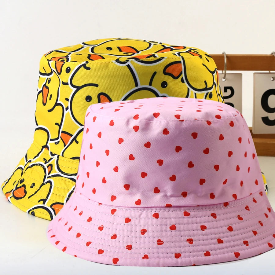 Spring Summer Cartoons Graffiti  Bucket Hat for Women Men Outdoor Foldable Hat