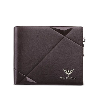 WILLIAMPOLO Men's Slim Wallet Genuine Leather Mini Purse Casual Design