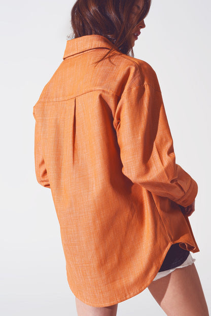 Long Sleeve Shacket in Orange