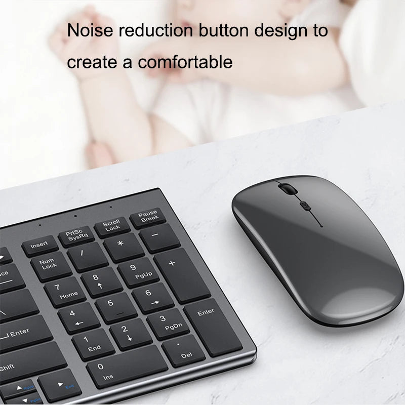 Keyboard and Mouse Set Bluetooth-Compatible Slim Rechargeable USB Keyboard Mouse