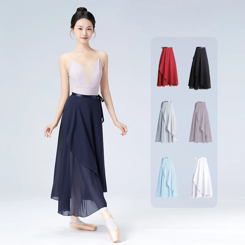 Dance Skirt Women Long Chiffon Ballet Skirts Adult Ballroom Dance Skirt