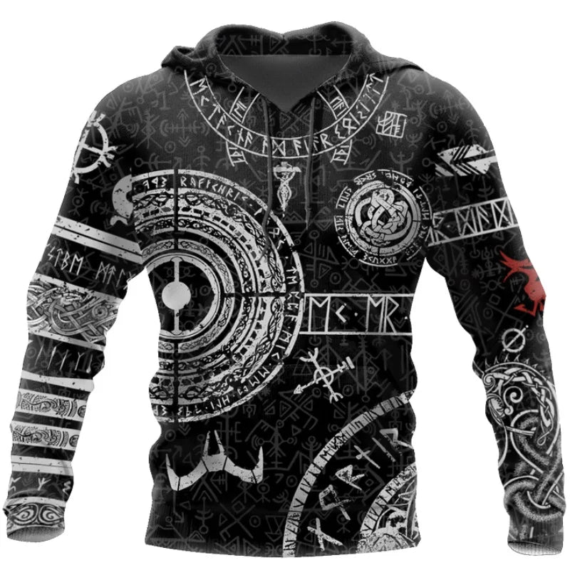 Mjolnir Odin Tattoo 3D Printed Men Hoodies Harajuku Fashion Hooded Sweatshirt