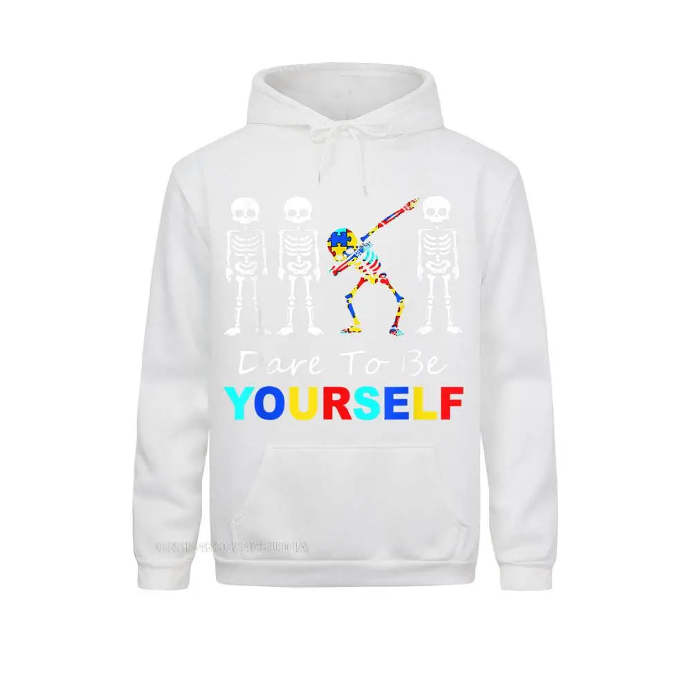 Long Sleeve Hoodies Skeleton Dabbing Dare to Be Yourself Hoodie