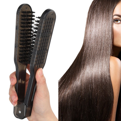 Pro Hairdressing Straightener Hairbrush Nylon Hair Straightening Double