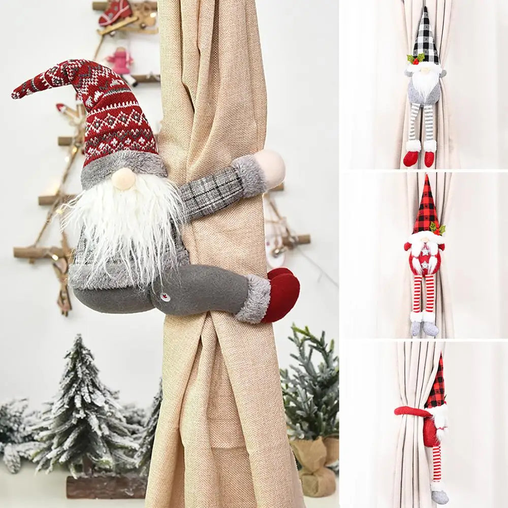 Santa Claus Elk Christmas Curtain Buckle Doll Ornament Christmas Decoration