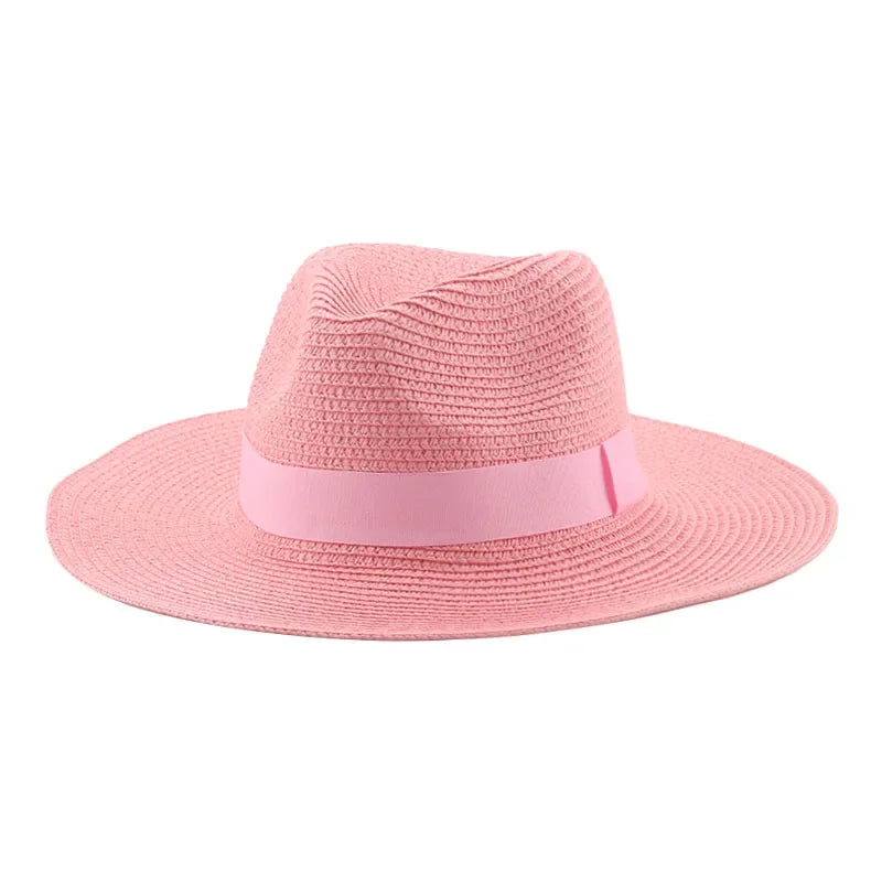 Hats for Women Bucket Sun Hats Ribbon Band Men Hat Straw Summer Panama Formal