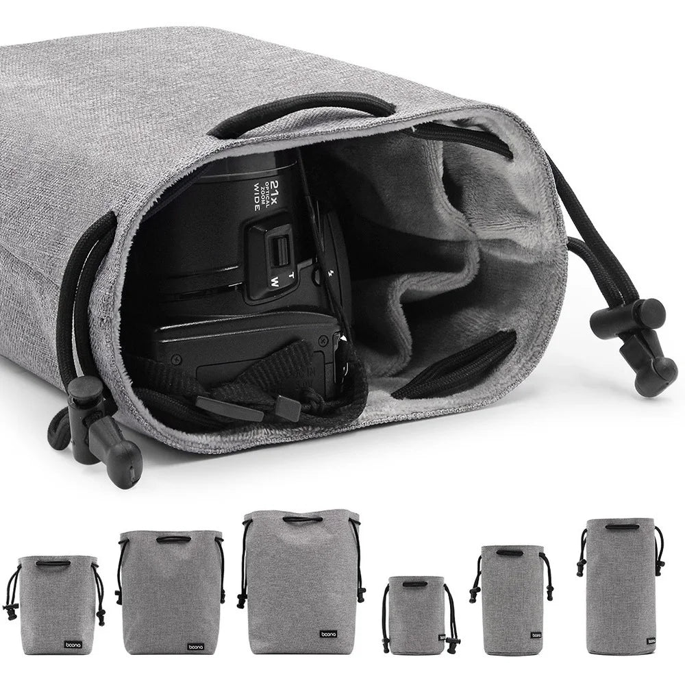 BOONA Camera Bag Backpack Lens Bag Drawstring Pouch Fleece Waterproof Camera