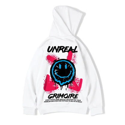 Abfer Men's Hoodies Oversized Hoodie Smiley Graffiti Sweatshirt pullover