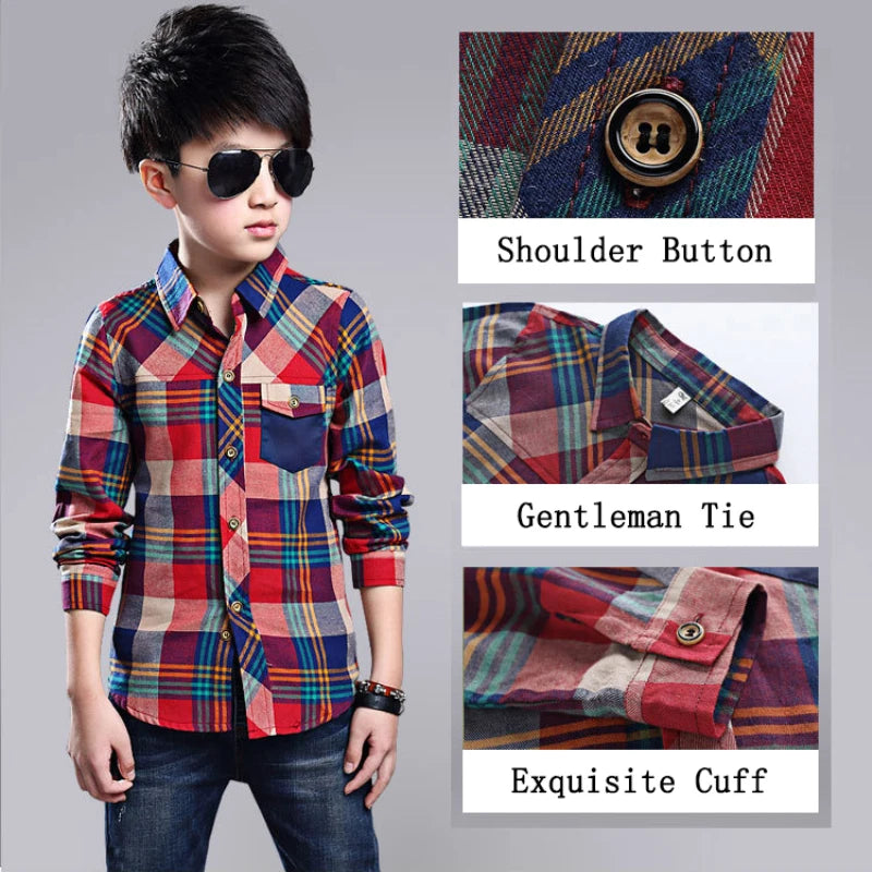 New 2024 Spring Cotton Kids Clothes Fashion Casual Handsome Shirt for Children