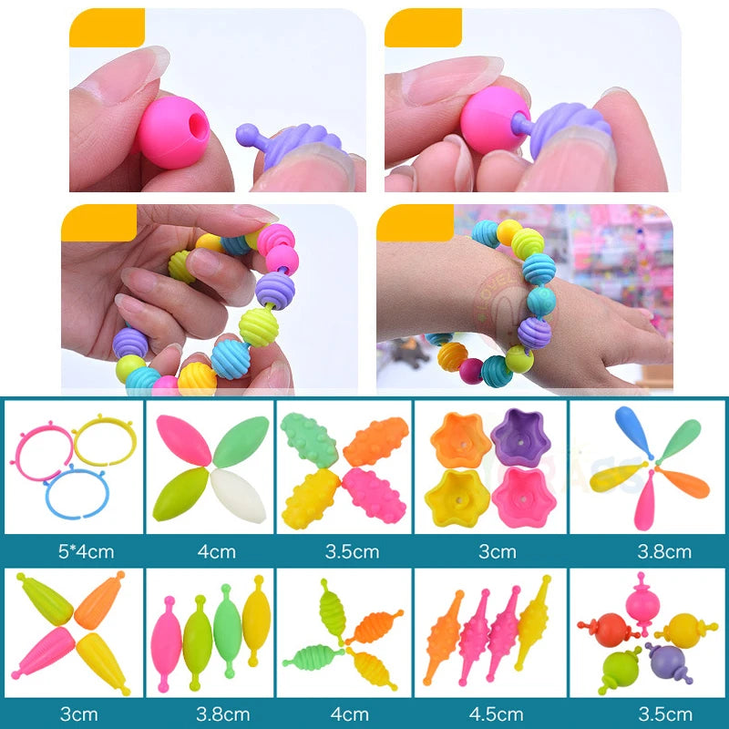 Child Pop Beads Girls Toys Creativity Needlework Kids Crafts