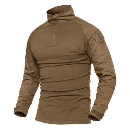 TACVASEN Long Sleeve 1/4 Zipper Tactical T-Shirts With Pockets