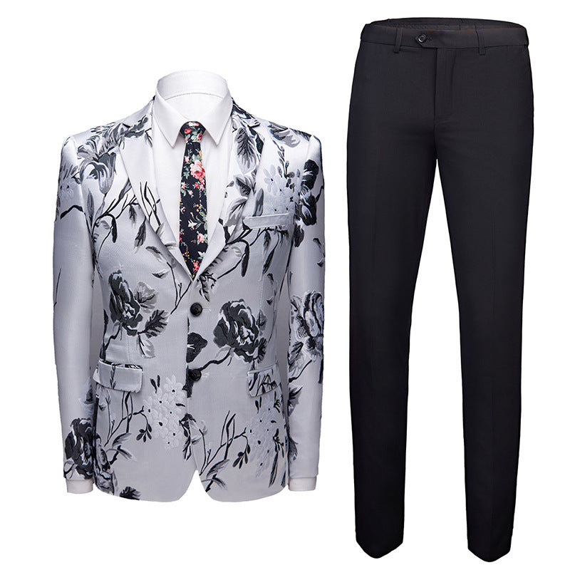 Hot Sale Plus Size Embroidered 2 Pieces  Men'S Suits & Blazer