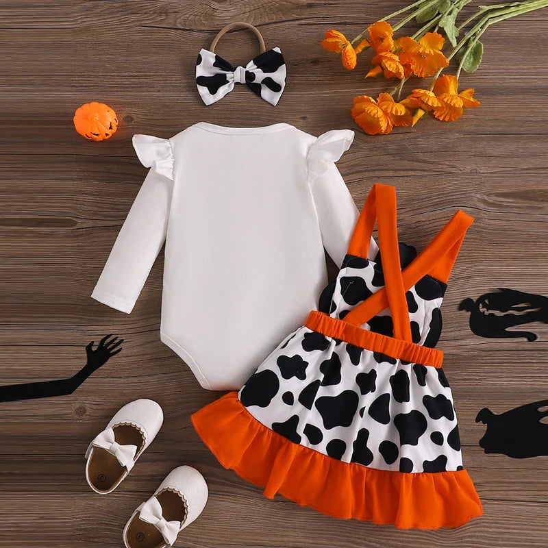 2024-05-28 Lioraitiin Baby Girls Halloween Skirt Set Flying Sleeve