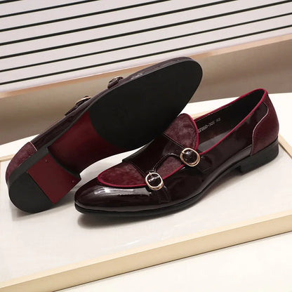 FELIX CHU Mens Wedding Loafers Gentlemen Party Dress Shoes Patent Leather With