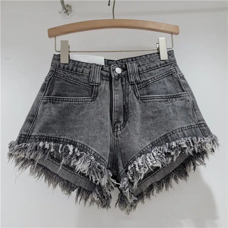 Fashion High Waisted Tassel Denim Shorts Women 'S Summer Popular Girls