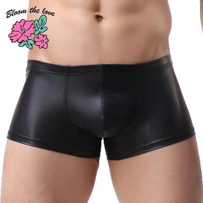 [Bloom the Love] Boxer Men Underwear Sexy Night Club Leather Mens Boxers Cuecas