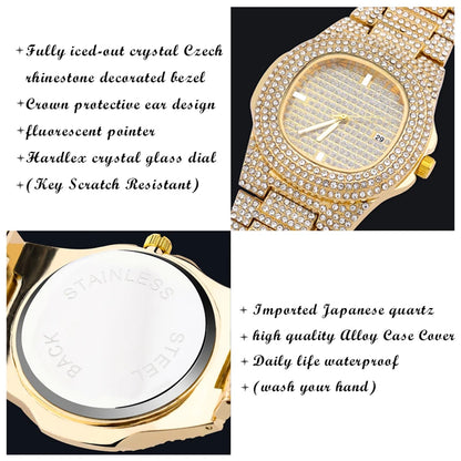 TOPGRILLZ Brand Iced Watch Quartz Gold Color HIP HOP Watches With Micropave