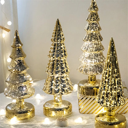 Glass Glowing Christmas Tree Decoration Night Light Ornaments Luminous New Year