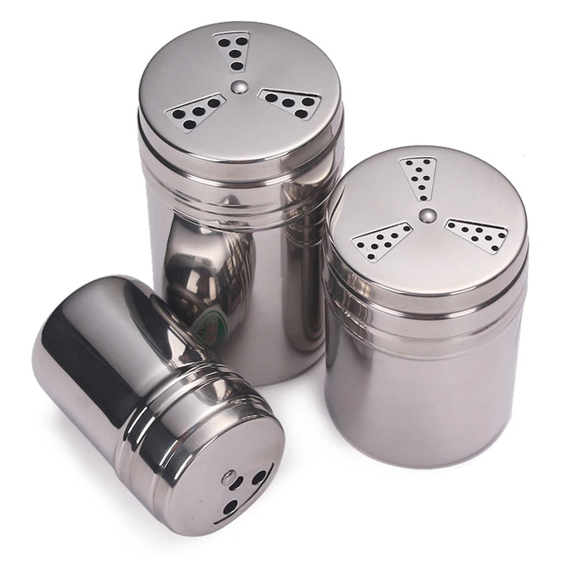 Stainless Steel Spice Sugar Salt Pepper Herb Shaker Jar Seasoning Bottle