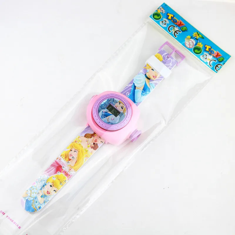 3D Projection Princess Elsa Girls Watches Kids Rubber Digital Minnie