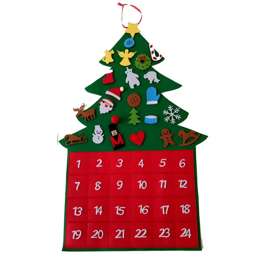 Hot Sales Christmas Gifts 24 Days Felt Christmas Hanging Advent Calendar