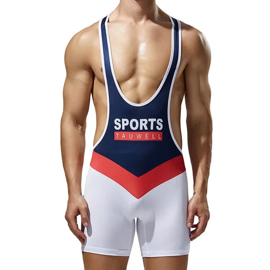 Men Bodysuits Seamless Wrestling Singlet Sports Undershirts Breathable Underwear