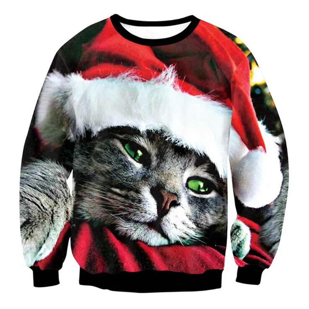 HX Animals Christmas Sweatshirt 3D Graphics Christmas Alpaca Pullovers