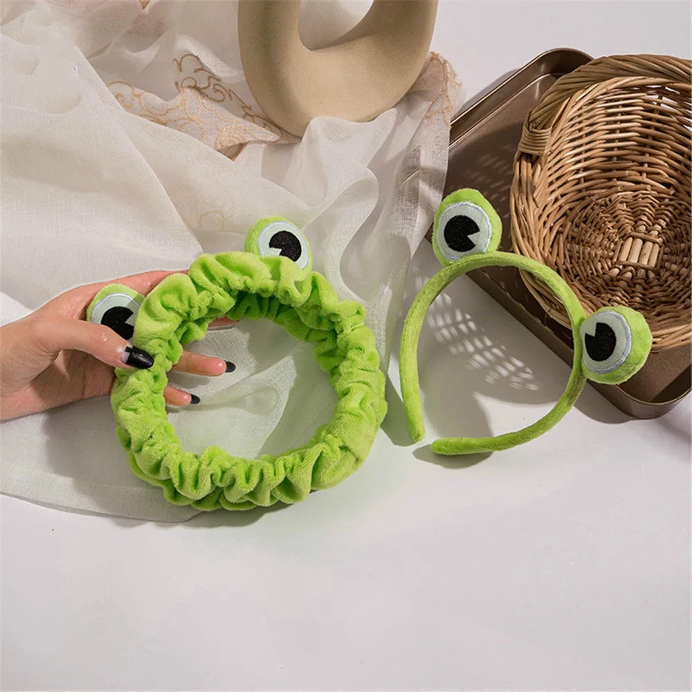 Funny Frog Makeup Headband Wide-Brimmed Elastic Hairbands Cute Girls Hair Bands