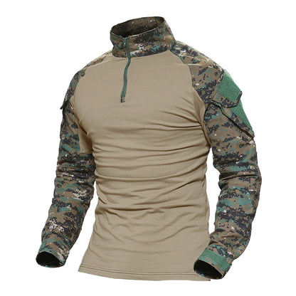 TACVASEN Long Sleeve 1/4 Zipper Tactical T-Shirts With Pockets