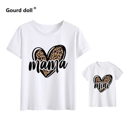 Tshirt Family Leopard Love Mother Kids Tshirts Baby Girl Matching Outfits