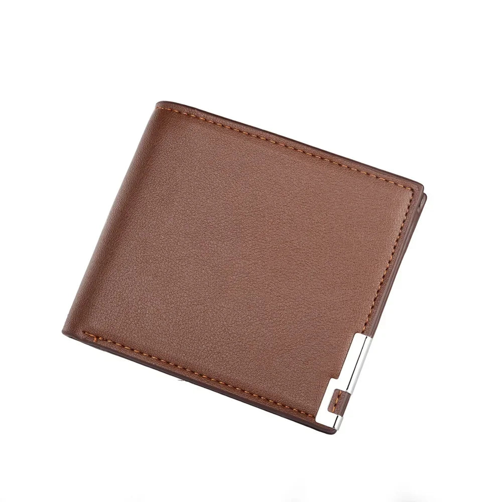 New Men's Short Wallet Multifunction Fashion Iron Credit Card Holders Pu Money