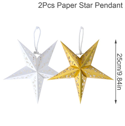 30-75cm Hollow Star Hanging Pendant Eid Mubarak Christmas Decoration 2024