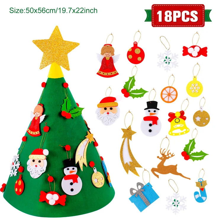 QIFU 3D DIY Felt Christmas Tree Christmas Decorations for Home Christmas