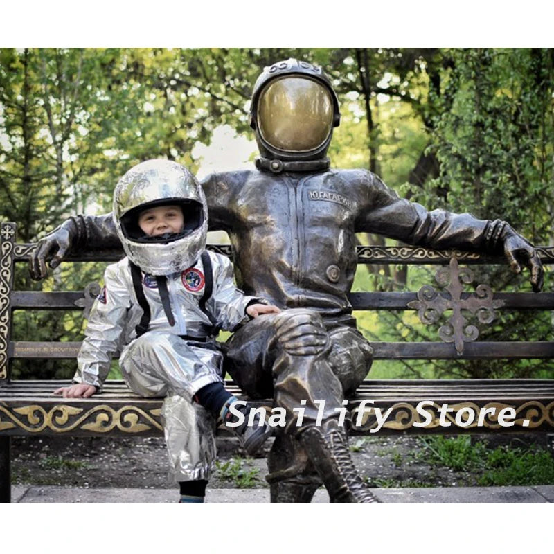 SNAILIFY Silver Spaceman Jumpsuit Boys Astronaut Costume for Kids