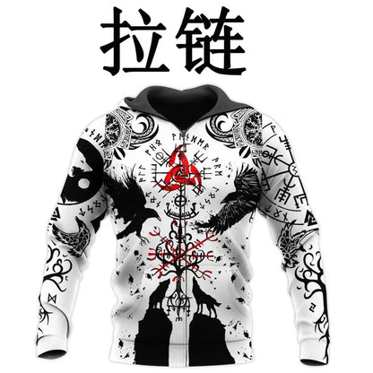 Beautiful Raven Tattoo 3D Printed Men Hoodie Harajuku Fashion Hooded Sweatshirt