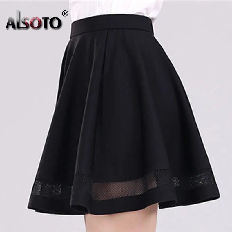 Summer Women Skirt Fashion Elastic Midi Skirt Sexy Girls Mini Pleated Skirts