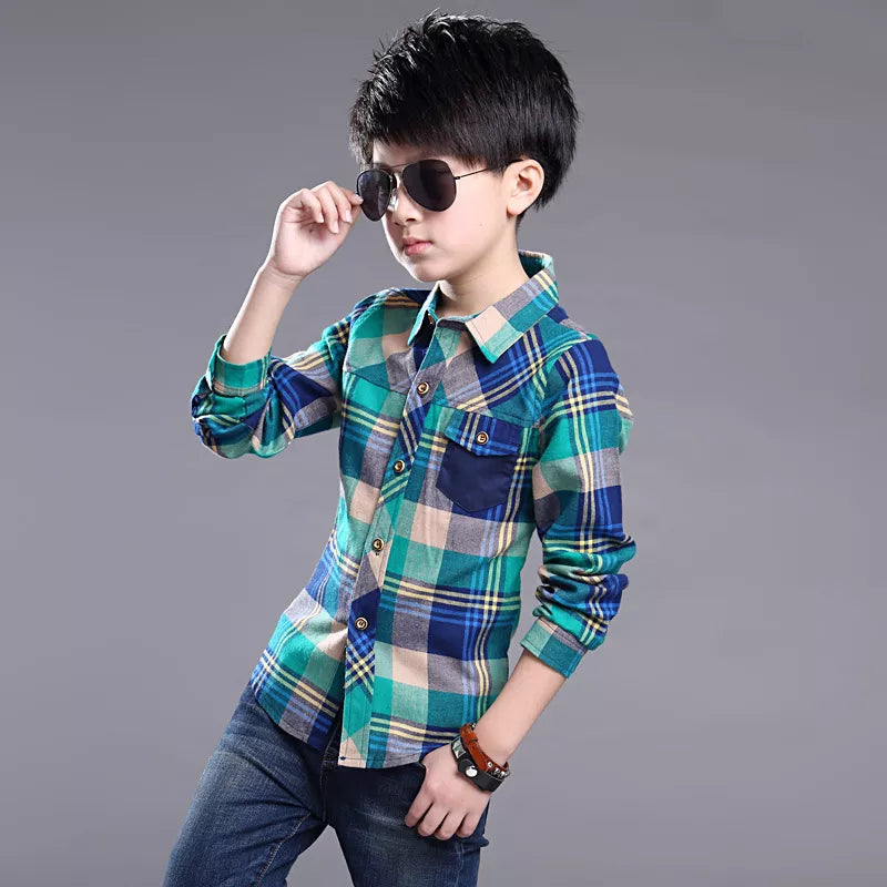 New 2024 Spring Cotton Kids Clothes Fashion Casual Handsome Shirt for Children