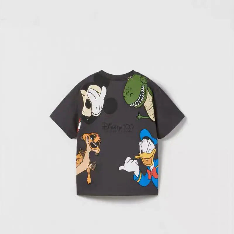 Mickey Cartoon T-Shirt for Boys Clothes Summer Thin Round Collar Disney