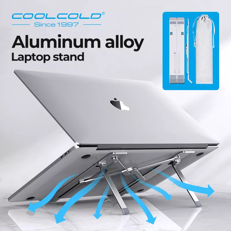 COOLCOLD Laptop Stand Height Adjustable Aluminum Laptop Riser Holder Portable