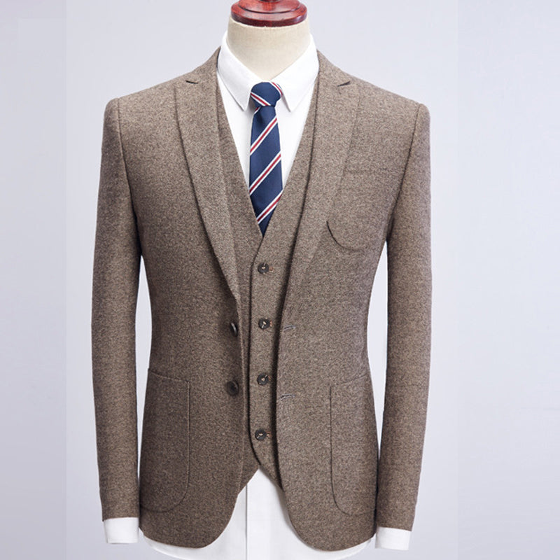 High Quality Cotton  Tweed Man Clothing Fasion Three Piece Suits