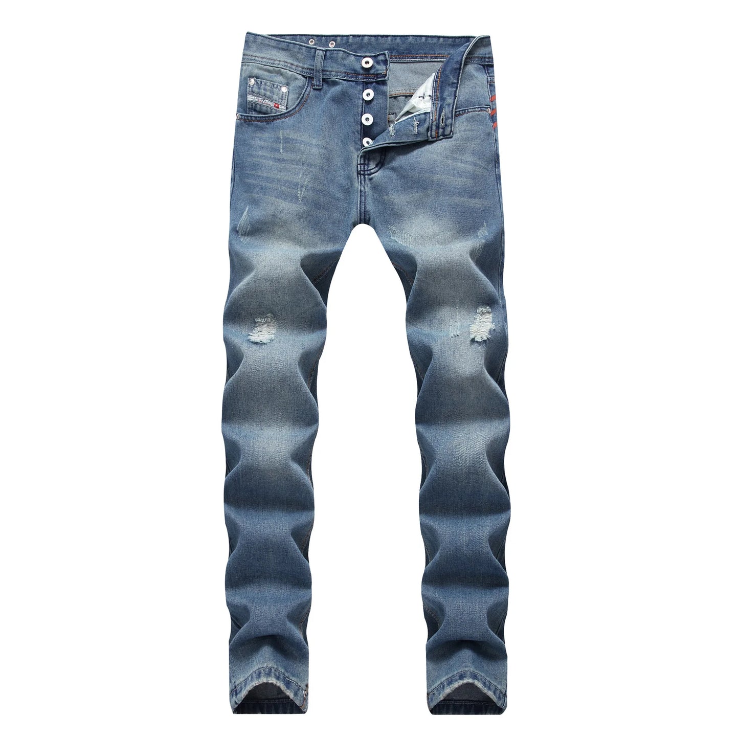 Ripped Denim Jeans for Men Straight Slim Plus Size 40 42 Pantalones Designer