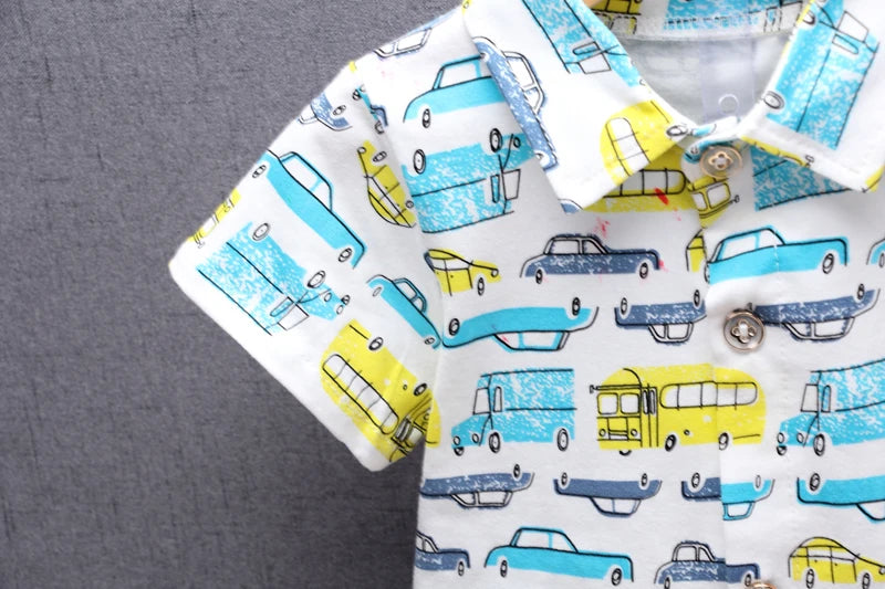 Toddler Boy Clothing Set Summer Fashion for Baby Car Print Boys Clothes Short