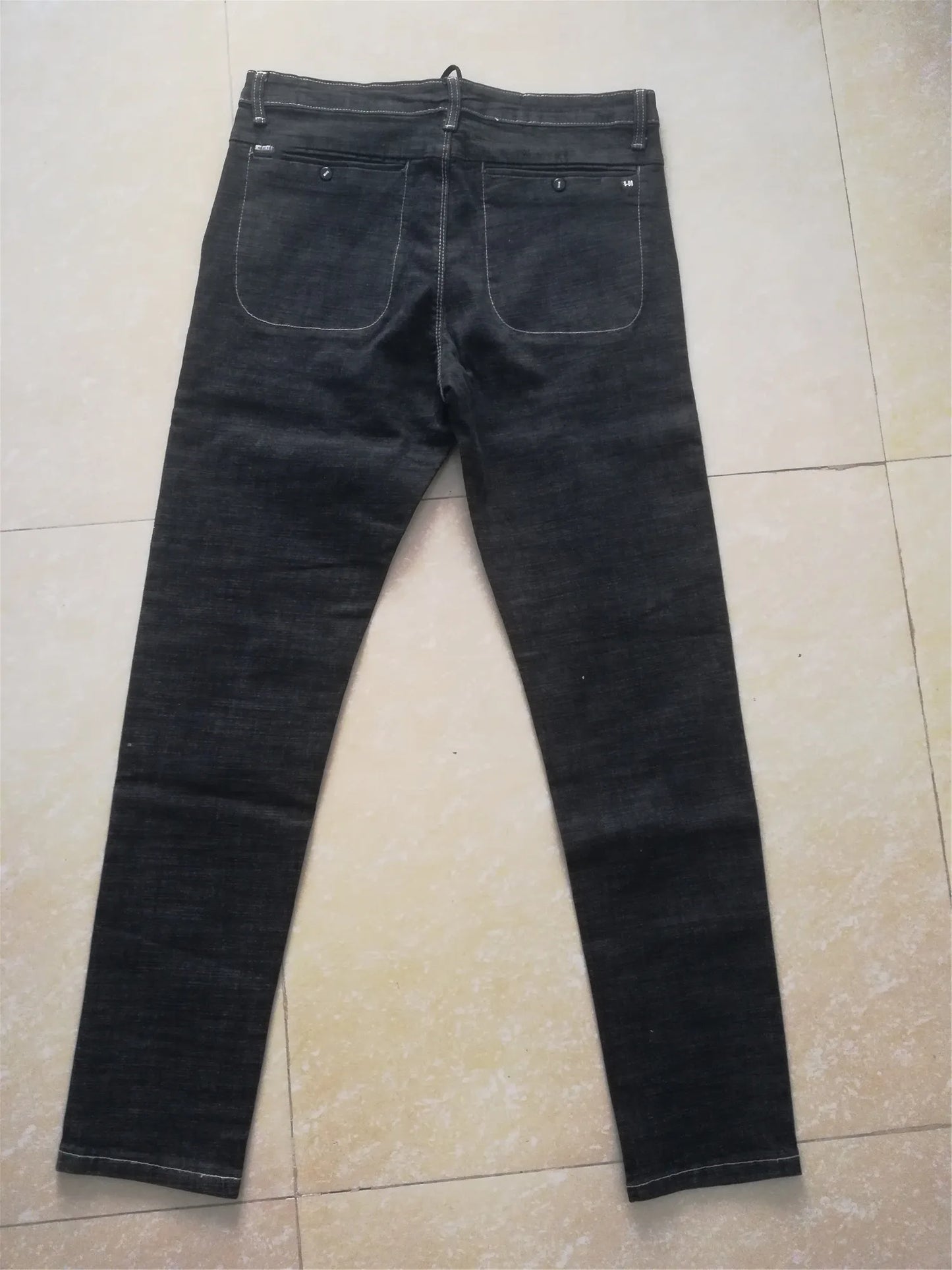 Jeans Men Skinny  Washed Casual Solid Black Spring Summer Denim Jean Slim